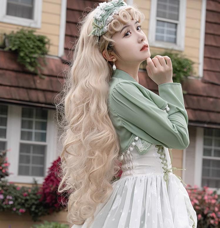 Daydream Whisper - Toting Basil - Plus Size Wedding Lolita Dress Green Bridal JSK