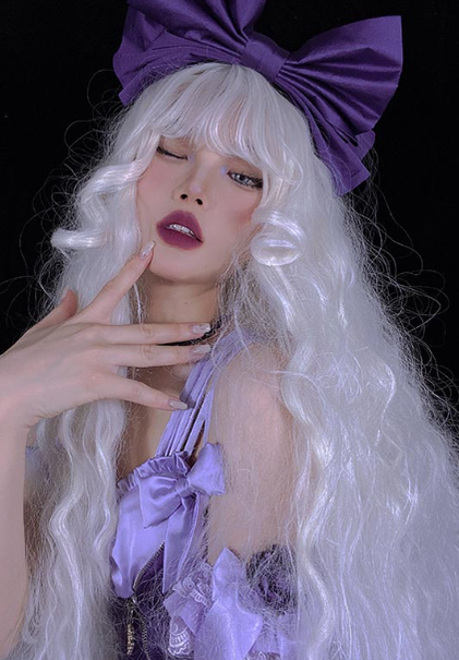 PippiPalace - White Moonlight - Elegant Long White Curly Lolita Wig