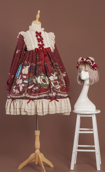 OCELOT - Crown Bear - Kawaii Daily Lolita Long OP Dress