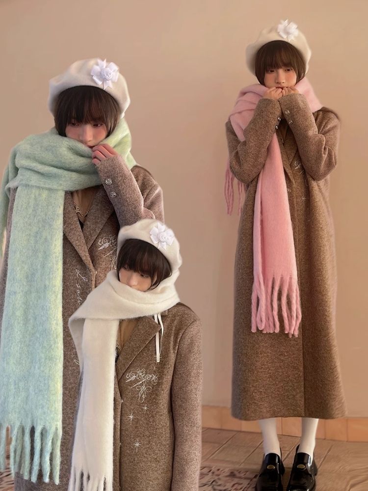 Warm Wide Long Tassel Scarf【s0000004907】