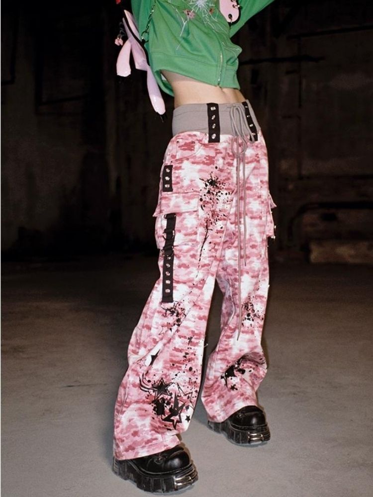 Camouflage Spray Paint Print Jeans【s0000004814】