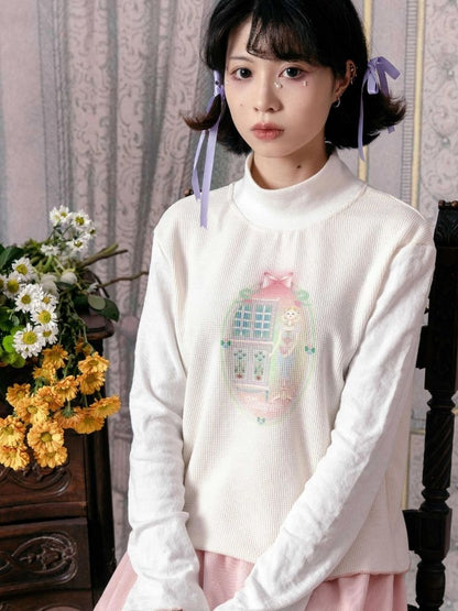 Half turtleneck cotton bottoming shirt 【s0000003604】