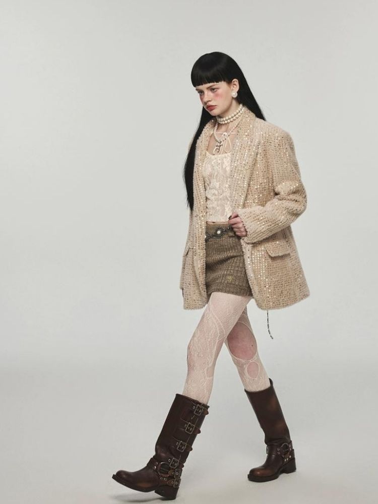 Shining sequin loose suit jacket【s0000004123】