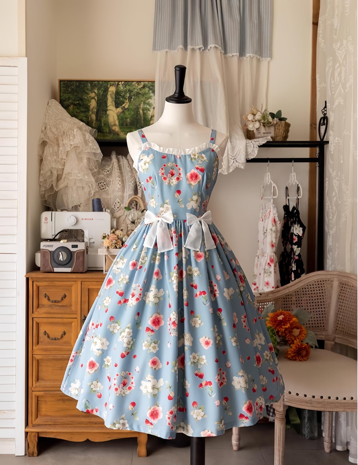 Forest Wardrobe - Summer Berry Picture Book - Floral Printed Classic Lolita JSK Dress
