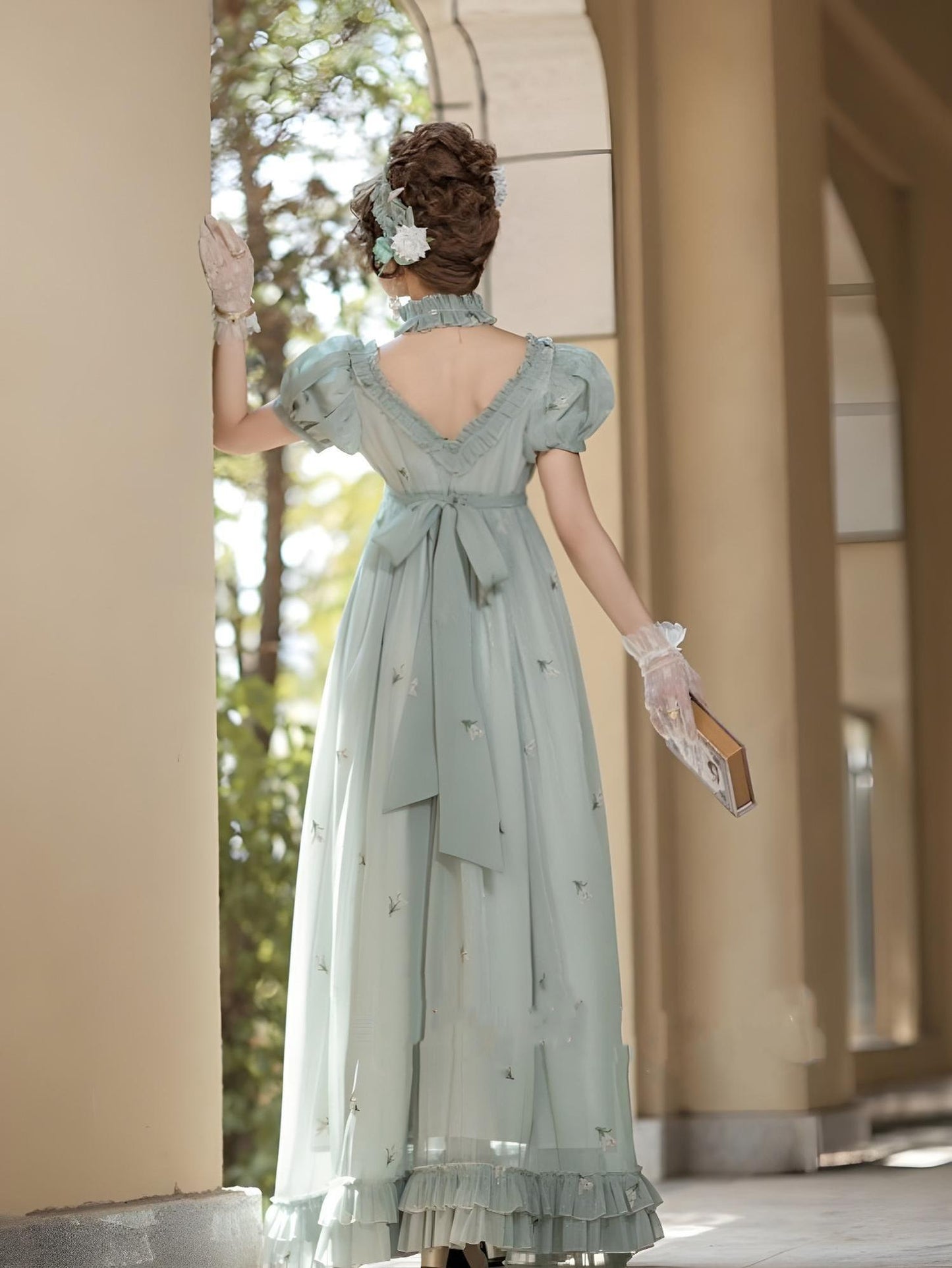 Surface Spell - Spring Rendezvous - Vintage Lolita OP Dress Embroidered Empire Waist Dress