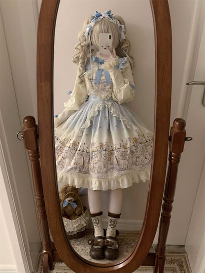 Uncle's Workshop - Angel Lamb - Kawaii Lolita Dress With Side Pockets, Lamb Print