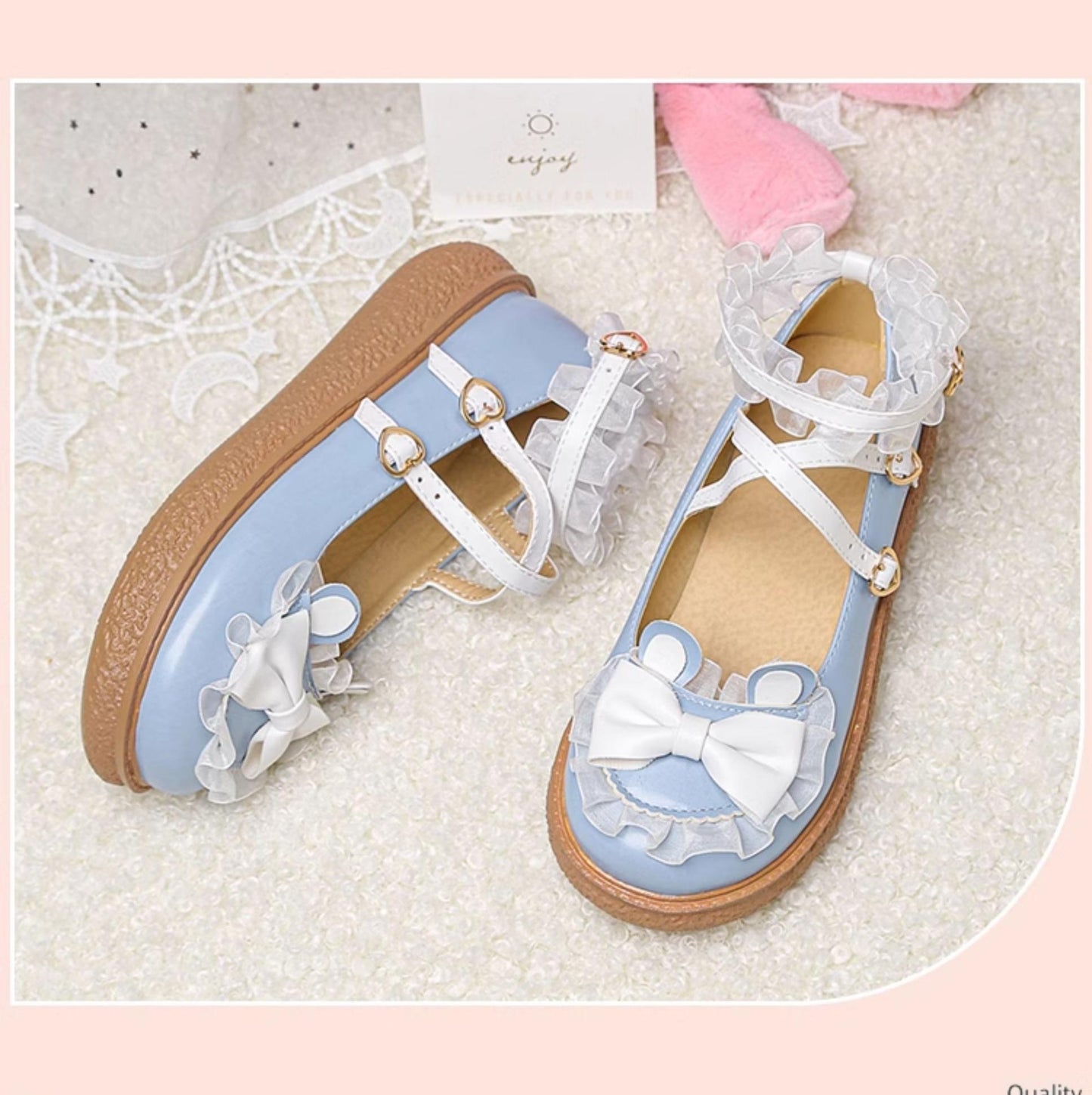 Yana - Sweet Bunny - Sweet Lolita Flat Shoes with Ear and Bow Decorations