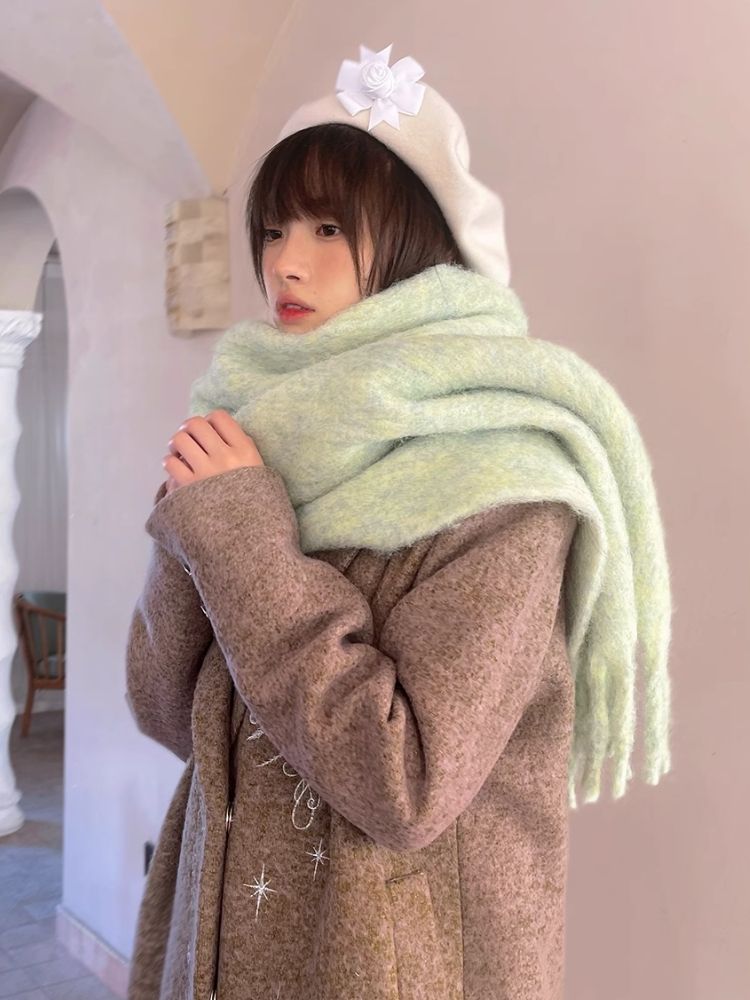 Warm Wide Long Tassel Scarf【s0000004907】