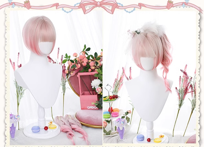 Dalao Home - Sweet Lolita Gradient Peach Pink Long Curly Wig