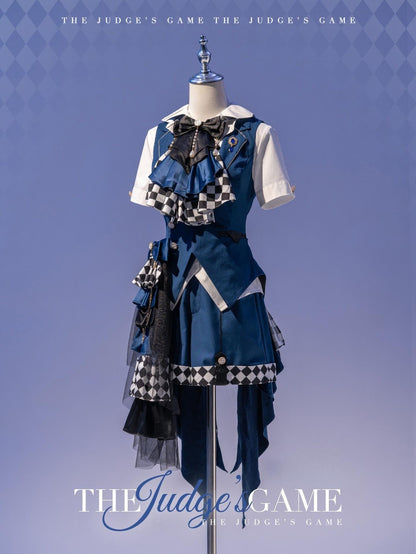 Forest Fluorescent Carps - The Judge's Game - Dark Blue Ouji Lolita Tailored Vest, Shorts Outfit