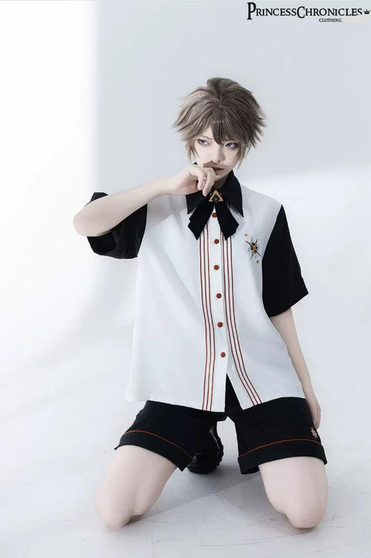 Princess Chronicles - Floral Intoxication - Retro Ouji Lolita Short Sleeve Shirt and Embroidered Shorts Set