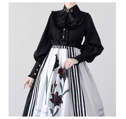 Time Memory - Elegant Lolita Slim Fit Mutton Sleeve Blouse