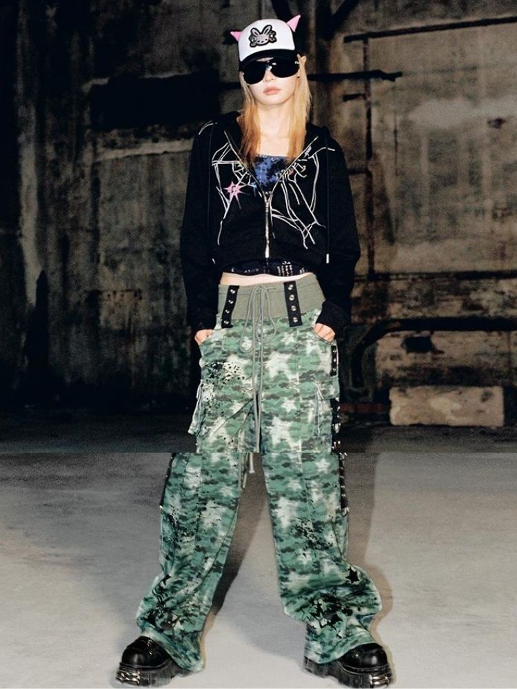 Camouflage Spray Paint Print Jeans【s0000004814】