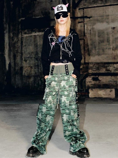 Camouflage Spray Paint Print Jeans【s0000004814】