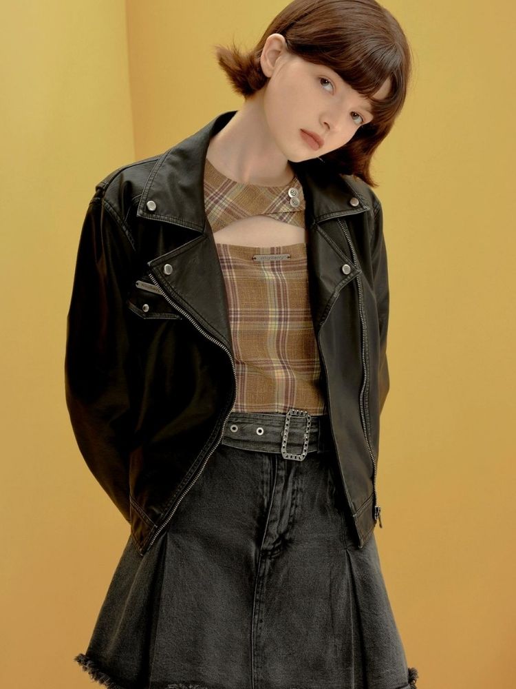 Retro Short Leather Jacket【s0000002959】