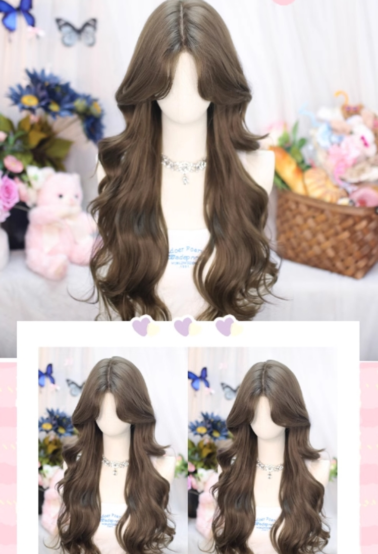 Dalao Home - Flower Season - 70 CM Lolita Wig Long Curls Eight Character Bangs