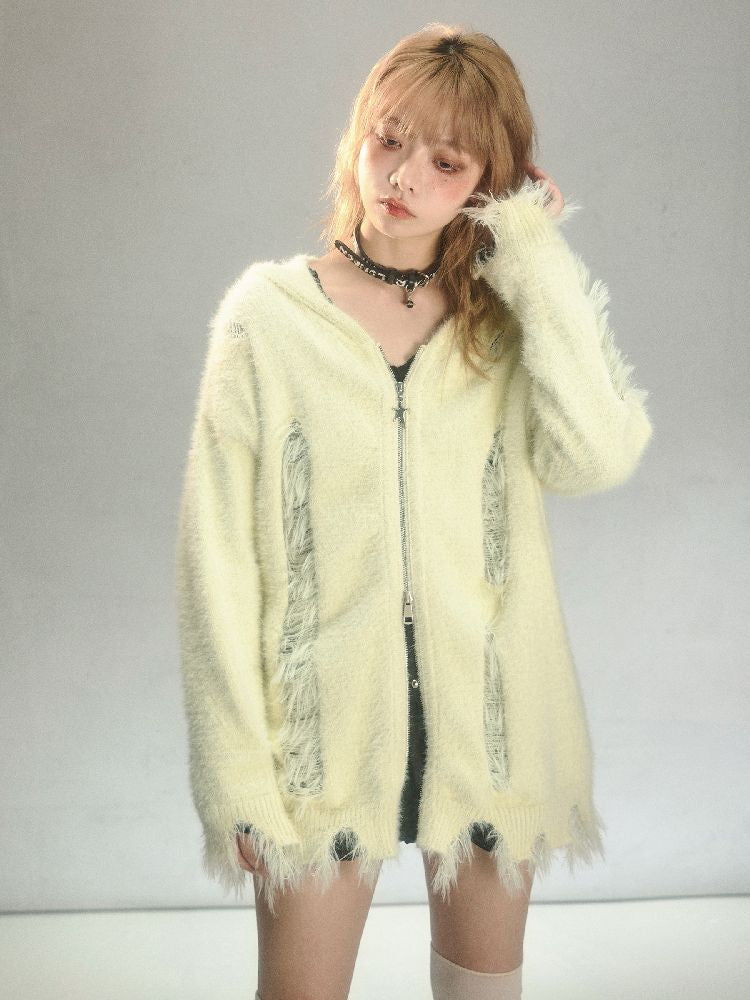 Hooded Knit Cardigan Slouchy Jacket【s0000004626】
