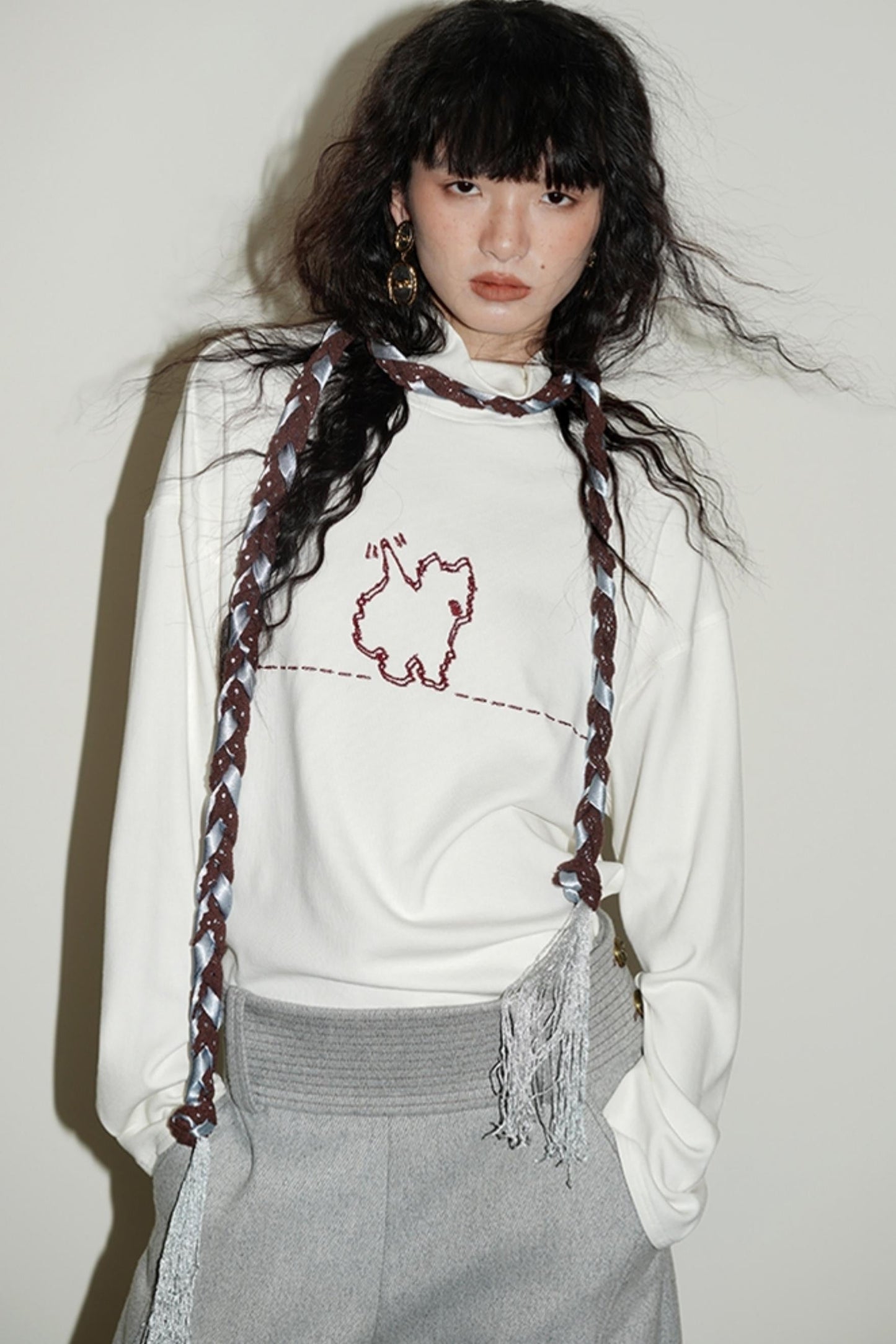 Casual Puppy Design Crewneck Top