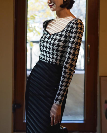 Houndstooth Slim Knit