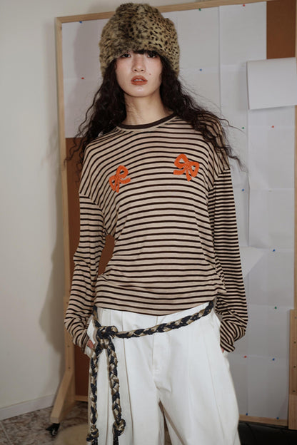 Loose Fit Wool Knit Striped T-Shirt
