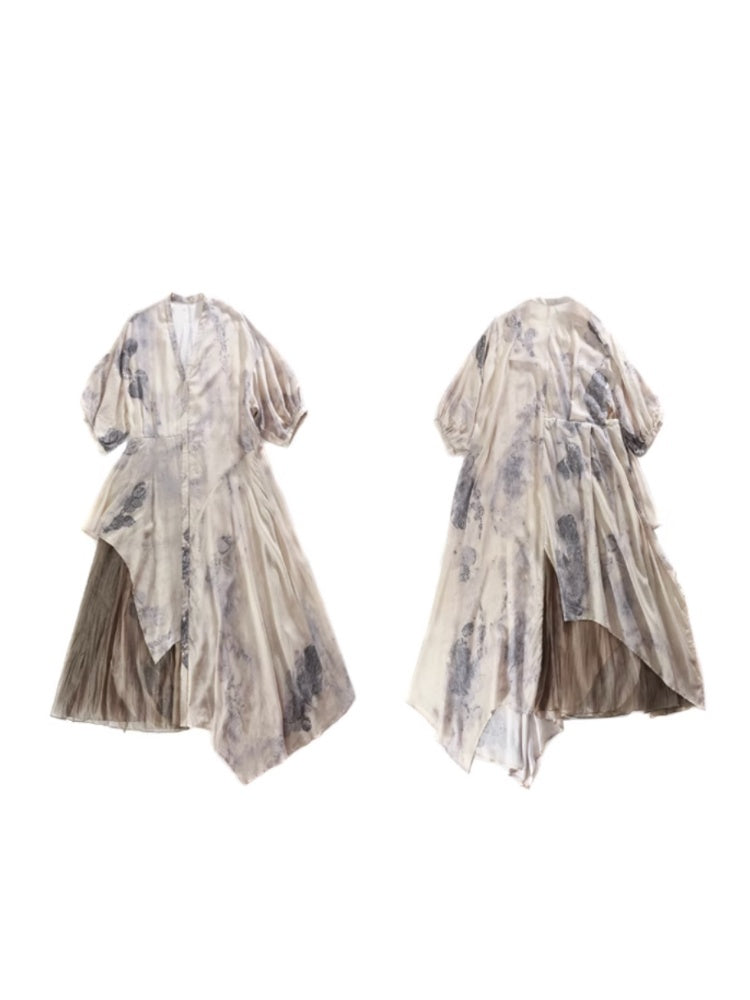 Chinese Style Art Printed Fishtail Swing Long Dress【s0000002981】