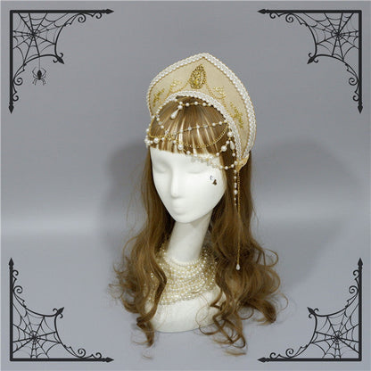 Foxcherry - Retro Lolita Gorgeous Bead Chain Headdress Multicolors