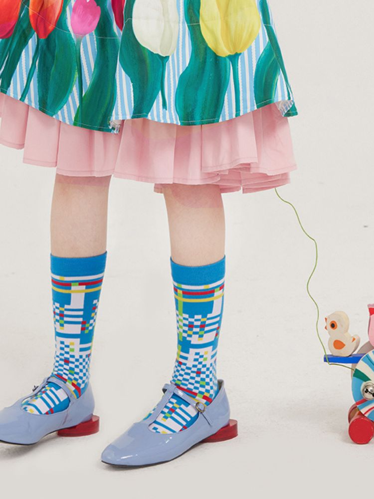 Deformed plaid socks【s0000002092】