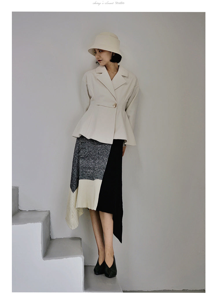 Oriental lady monotone knit skirt