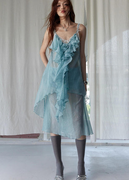 Green Ruffled Halter Skirt Set-Up