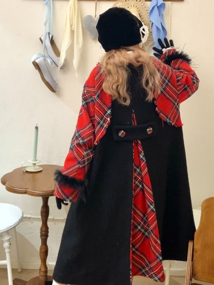 Retro Plaid Long Wool Coat【s0000004414】