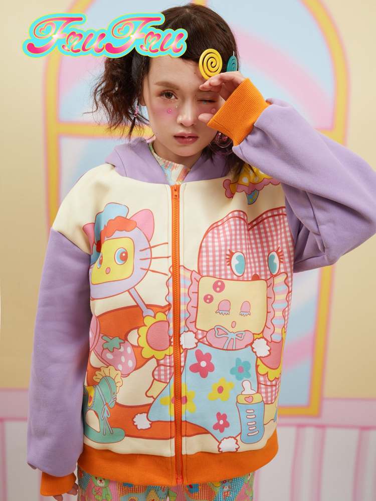 Cartoon Print Plus Velvet Hoodie【s0000006676】