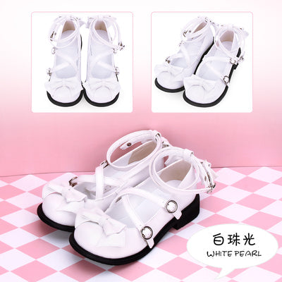 Angelic imprint - Sweet Lolita Bow Shoes, Low Heel, Round Toe