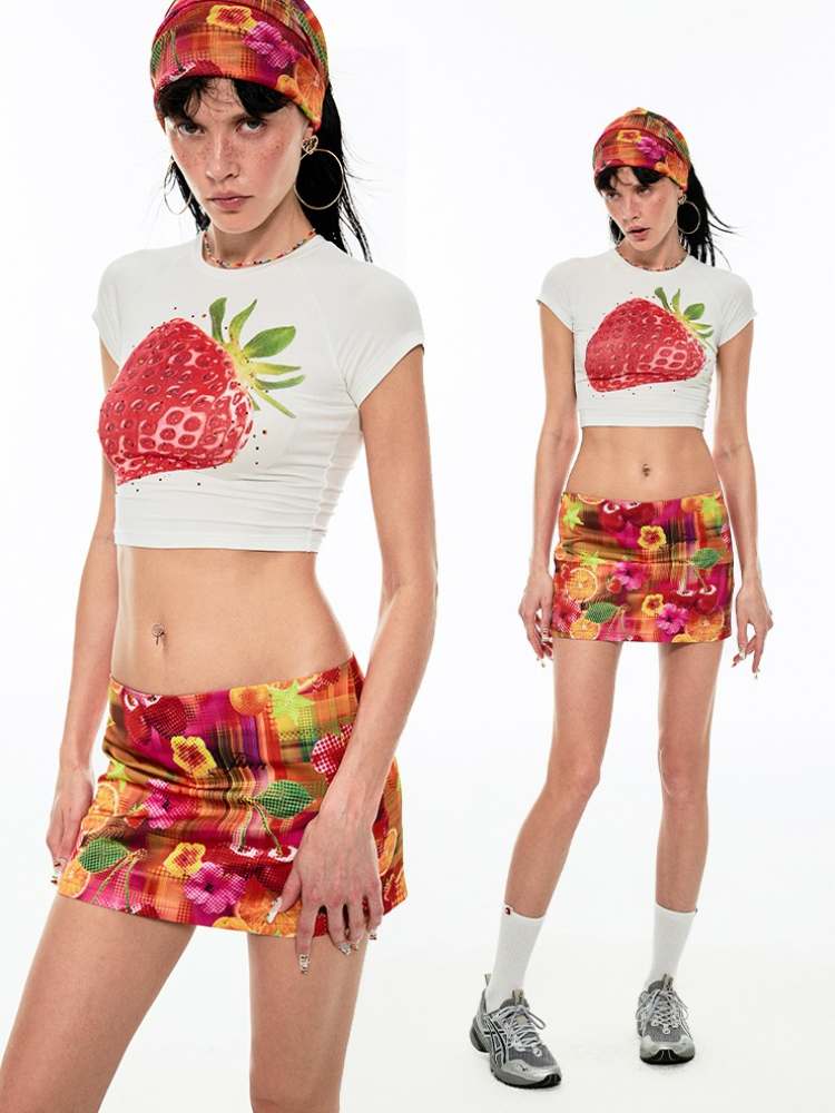 Fruit Print Hip Cover Mini Skirt【s0000009129】