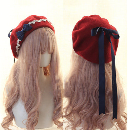 Xiaogui - Japanese Style Sweet Woolen Lolita Lace Beret
