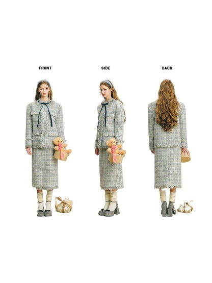 Blue velvet wool two-piece【s0000004612】