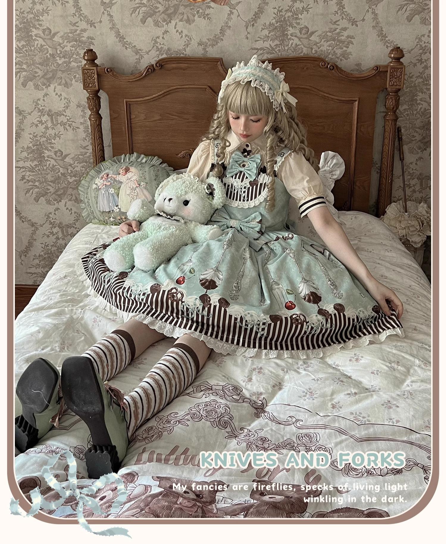 Sweet Dream Sheep - Sweet Dessert - Green Lolita Jumper Dress Lolita Headwear
