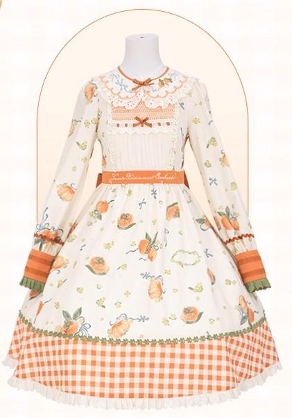 Mademoiselle Pearl - Persimmon - Autumn Persimmon Print Lolita OP JSK SK Dress