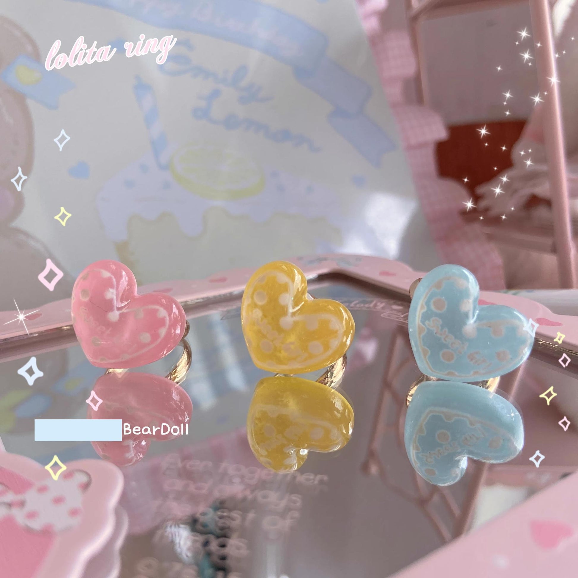 Bear Doll - Kawaii Lolita Ring Adjustable Shell Heart Shape Accessories