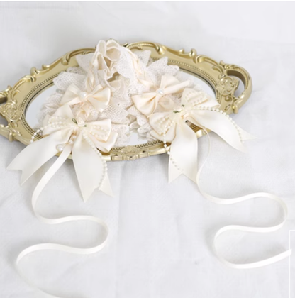 Xiaogui - Sweet Lolita Ivory Lace bow Hair Accessories