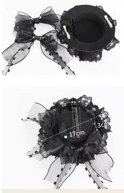 xiaogui - Vintage Lolita Tea Party Lace Top Hat