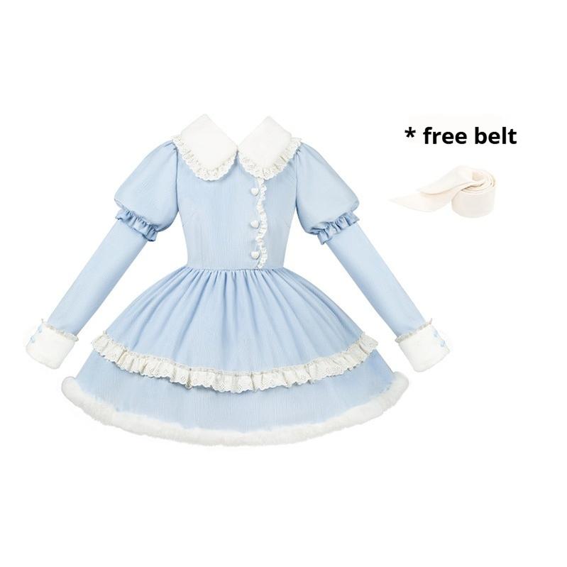 With PUJI - Rabbit&Alice - Sweet Twin Lolita OP Dress Doll Apron Dress Set