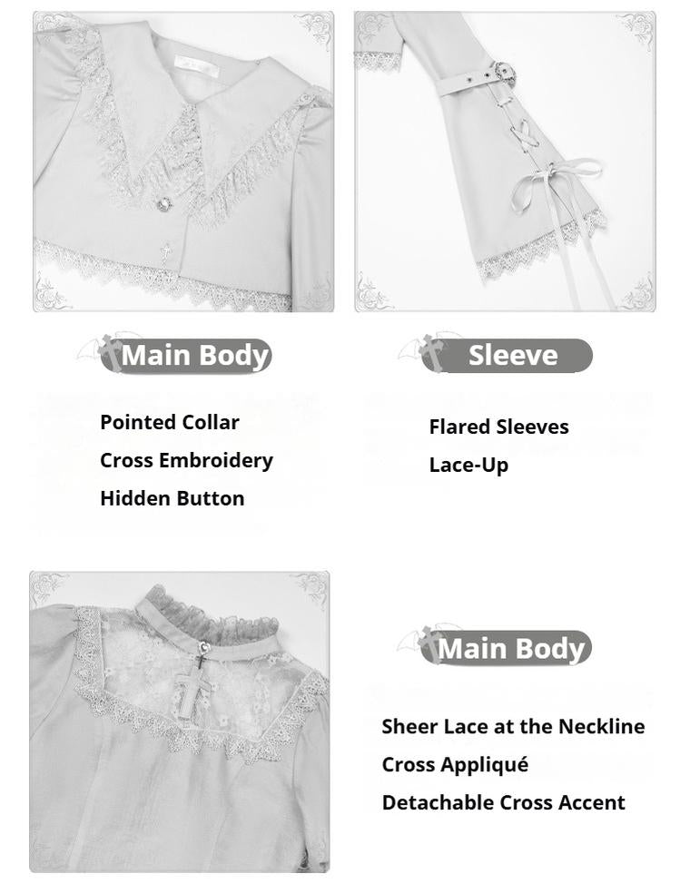 With PUJI - Letter and Poetry ﾂｷ Humanoid Robot - Silver Gothic Lolita Mermaid Skirt Set