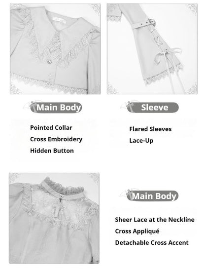 With PUJI - Letter and Poetry ﾂｷ Humanoid Robot - Silver Gothic Lolita Mermaid Skirt Set