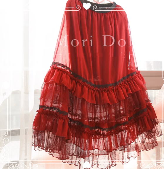Mori Doll - Elegant Lolita Flounce Hemline Skirt Multicolors