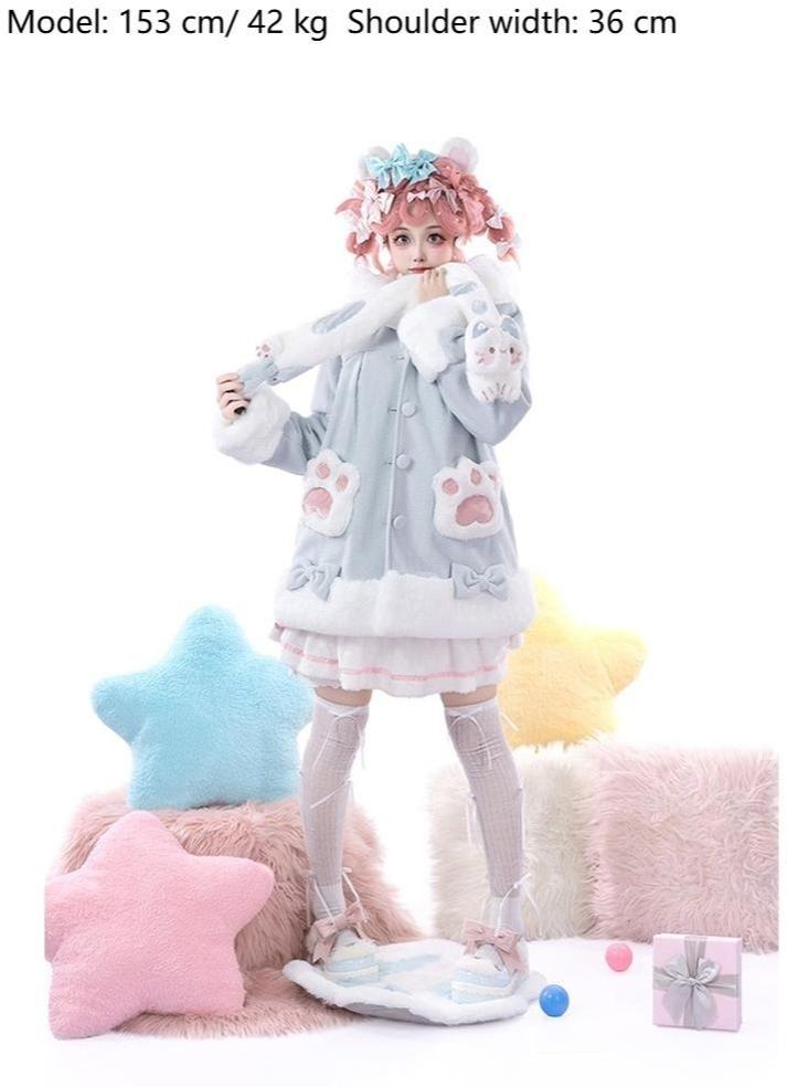 ZhiJinYuan - Calico Cat - Kawaii Lolita Plush Coat Lovely Warm Winter Coat