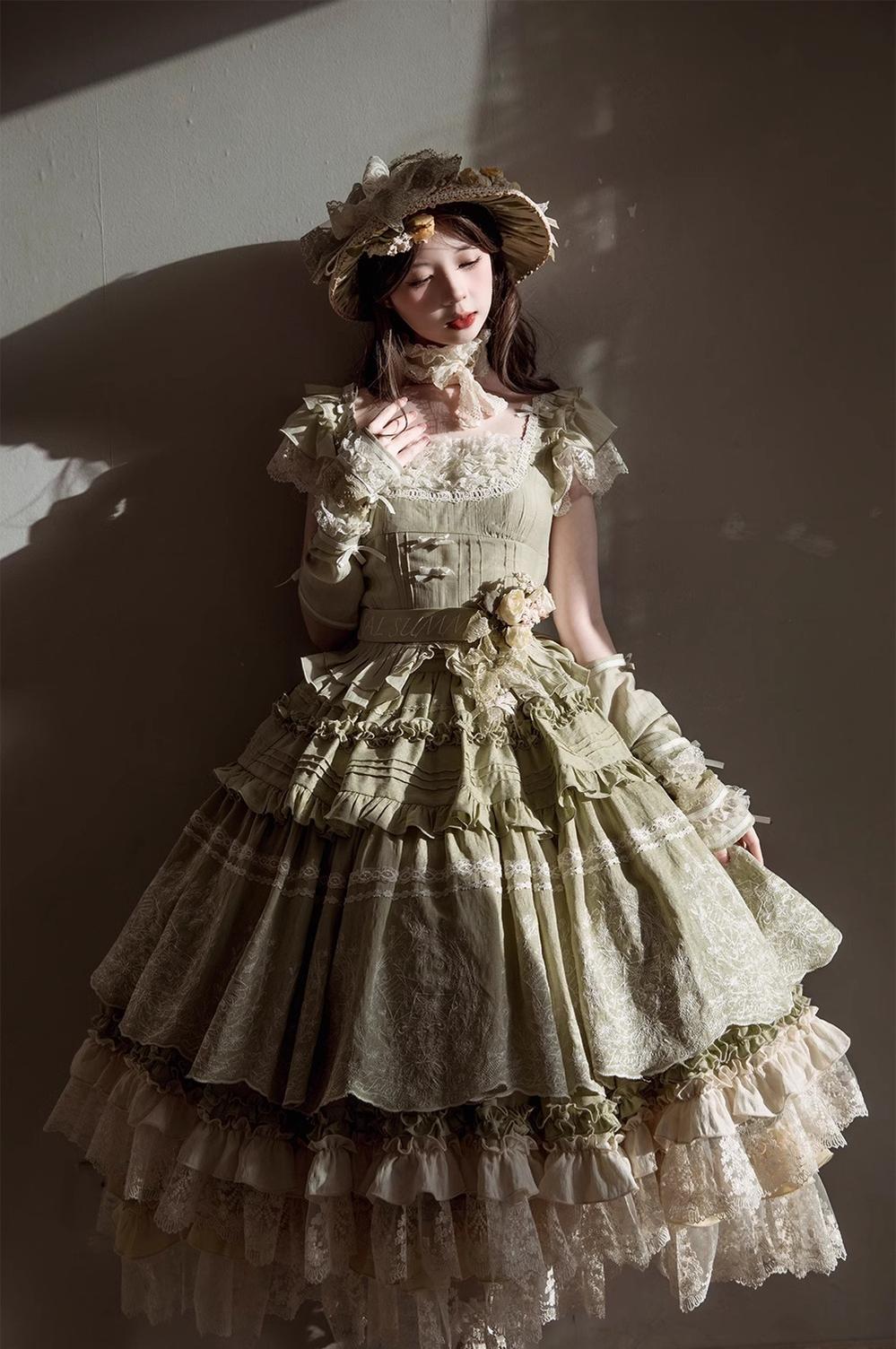 ZJstory - 14-line Poem Set - Classic Lolita Separate Dress Set Tiered Ruffles Skirt