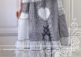Mori Doll - Peach Tea - Sweet Lolita Dot and Stripe Print Short Sleeve Blouse