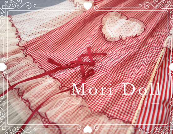 Mori Doll - Peach Tea - Sweet Lolita Dot and Stripe Print Skirt Multicolors