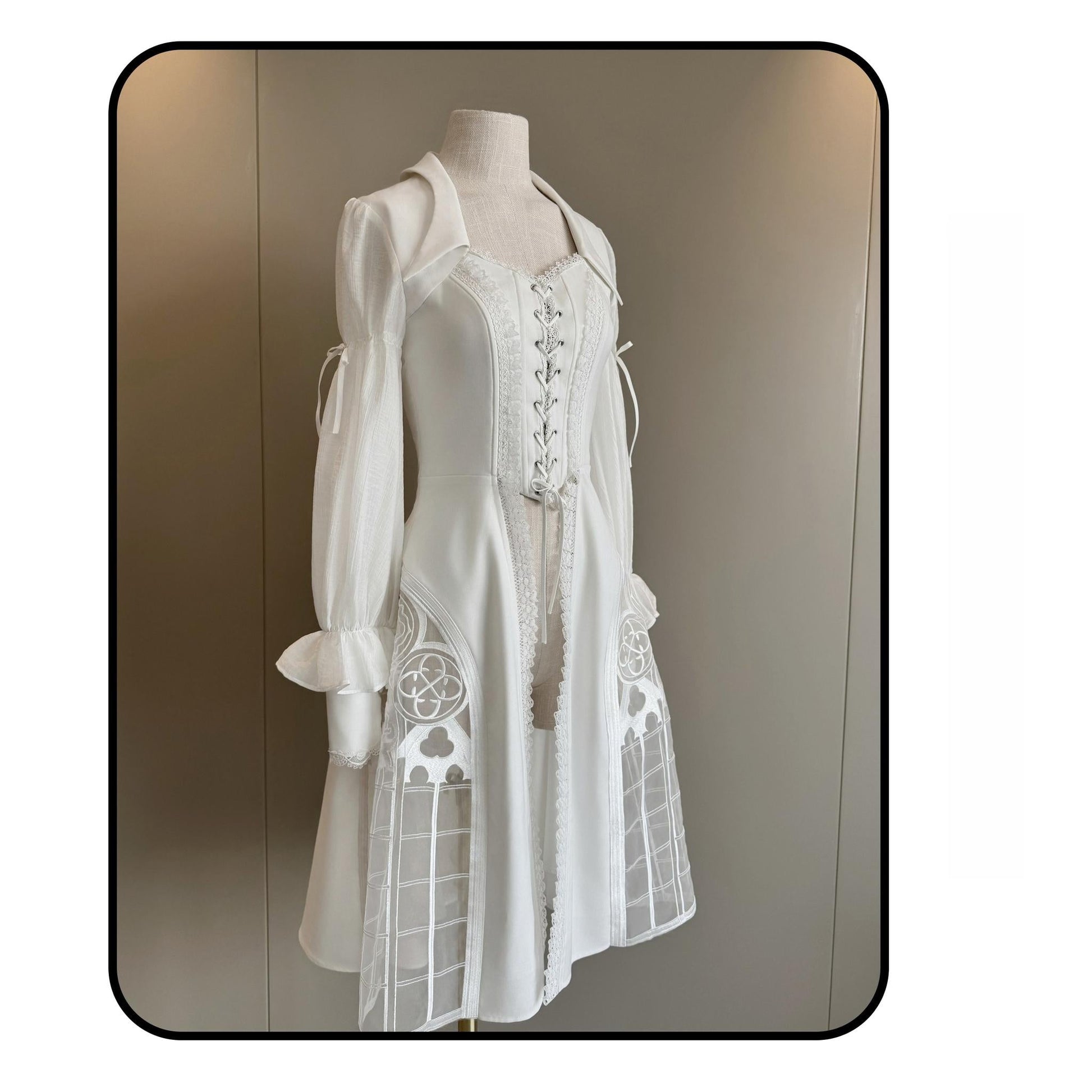 Susin Lolita - Night Traveler - Gothic Lolita Skirt Outfit Long Coat Shirt and Bustier Set