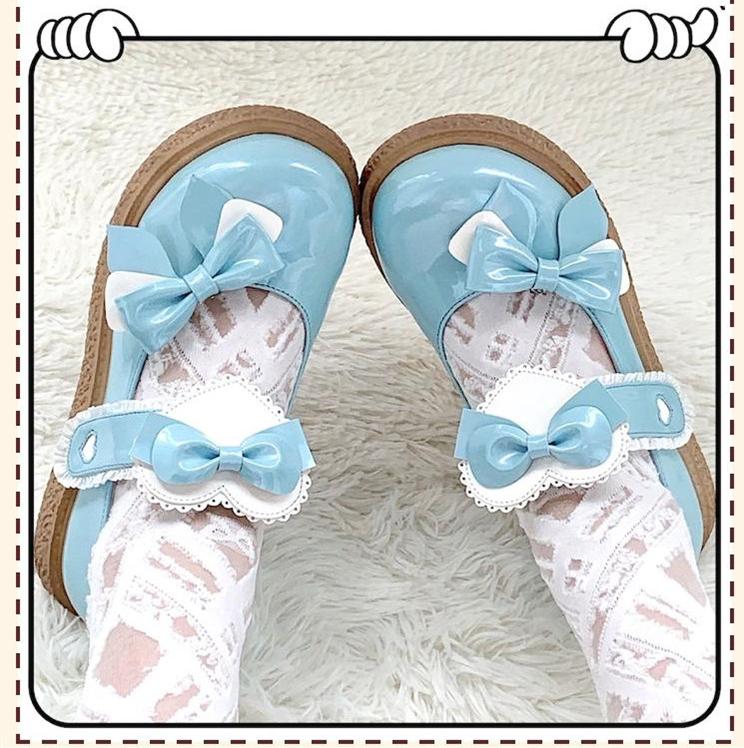 Lixing Luo - Cute Milkmaid Round Toe Multicolor Lolita Shoes